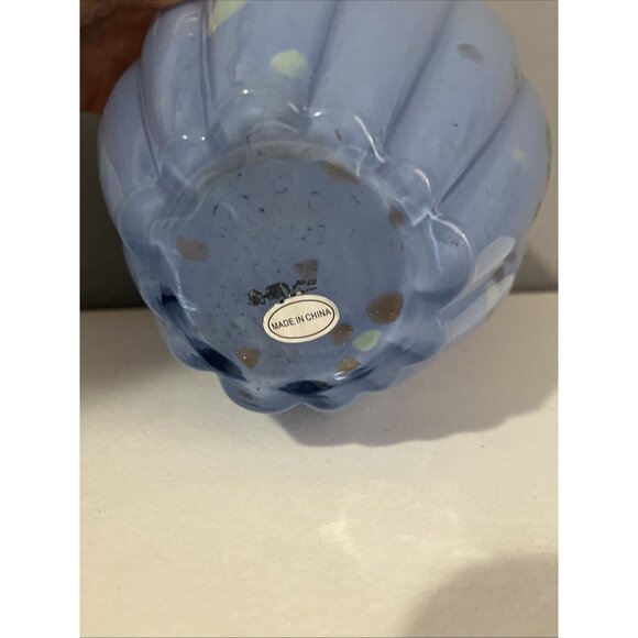 12 Loop Bud Vase LENE BJERRE MARA ART GLASS DECOR Blue Gold Glitter Iridescent - Picture 6 of 9